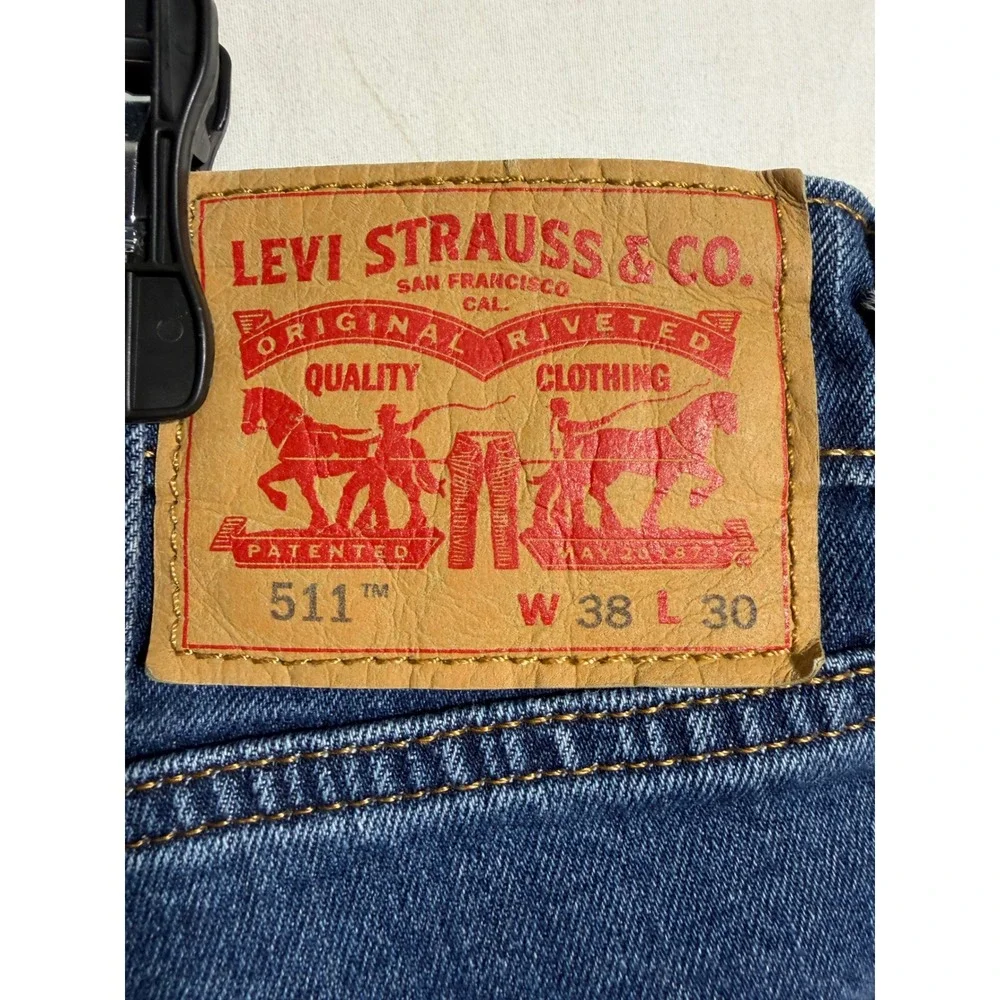 Levis 511 Slim Fit Jeans Mens 38x30 Blue Medium Wash Denim Pants 04511-2347